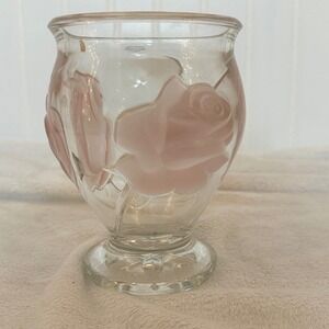 Teleflora Rose Vase Unisex 6 Inch Pink Excellent Frosted Glass Made in France